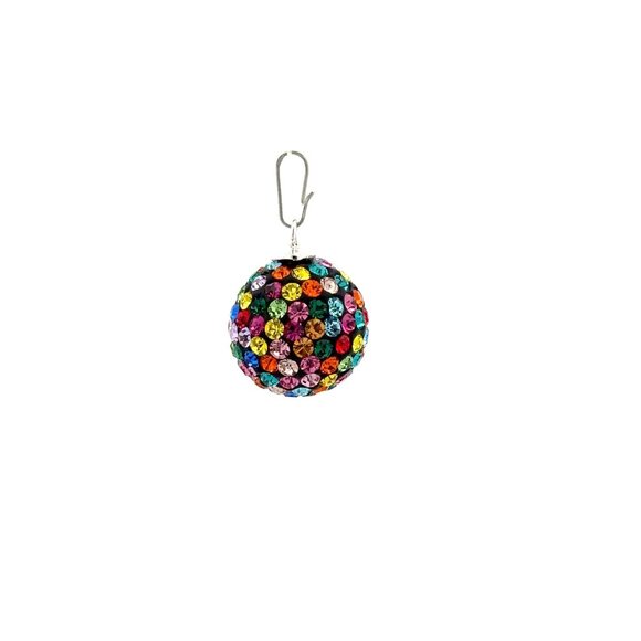 925 Sterling Silver Pendant Crystals Multi Color Round Ball - Picture 4 of 5